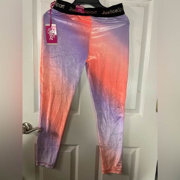 Justice Sport Kids Leggings - Purple and Orange Gradient! NWT! Size XL Plus. - Picture 3 of 4